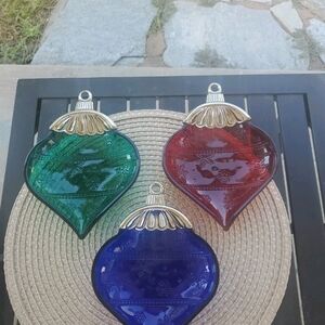 Elegant Holiday Ornament Set - Red, Green, Blue